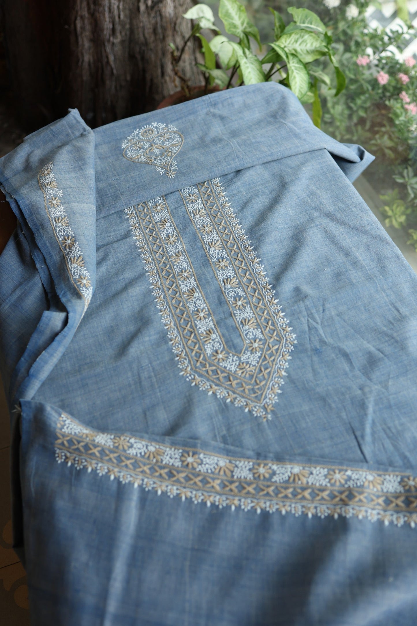 Powder Blue Shade Malkha Handspun Khadi Kurtas Unisex Fabric