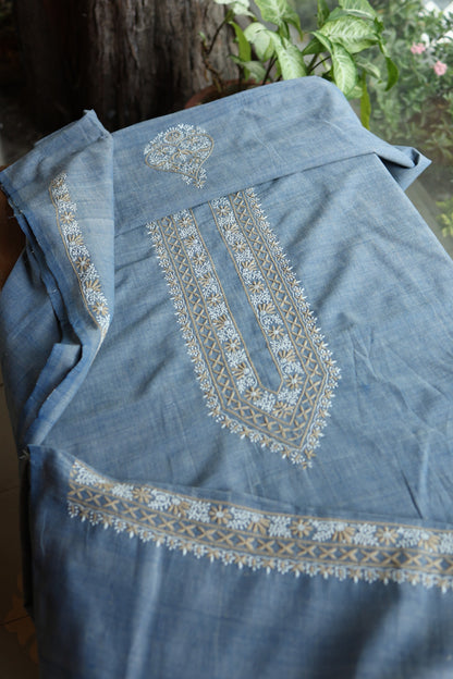 Powder Blue Shade Malkha Handspun Khadi Kurtas Unisex Fabric