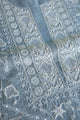 Powder Blue Shade Silver Tissue Silk Chikankari Unstitched Fabric