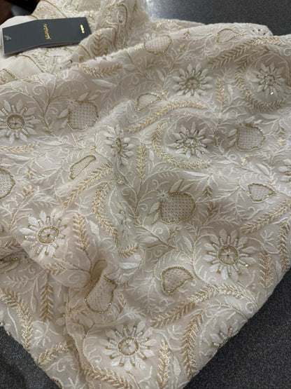 Pure white Georgette Chikankari Kurta Dupatta Set