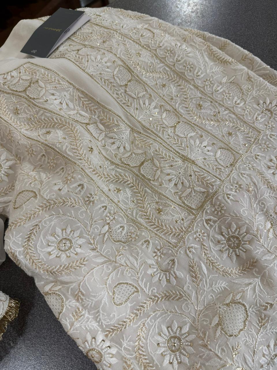 Pure white Georgette Chikankari Kurta Dupatta Set