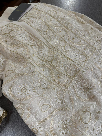 Pure white Georgette Chikankari Kurta Dupatta Set