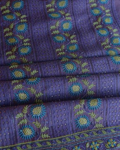 Purple Noor Banarasi Organza Chikankari Unstitched Fabrics