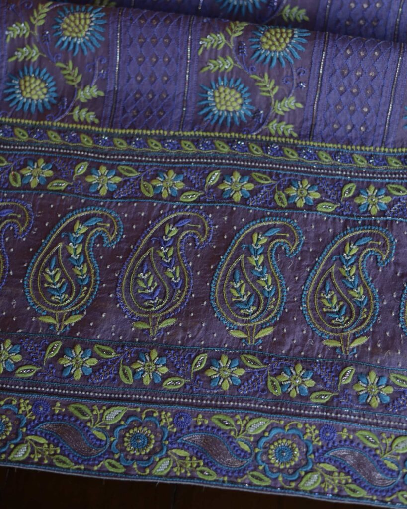 Purple Noor Banarasi Organza Chikankari Unstitched Fabrics