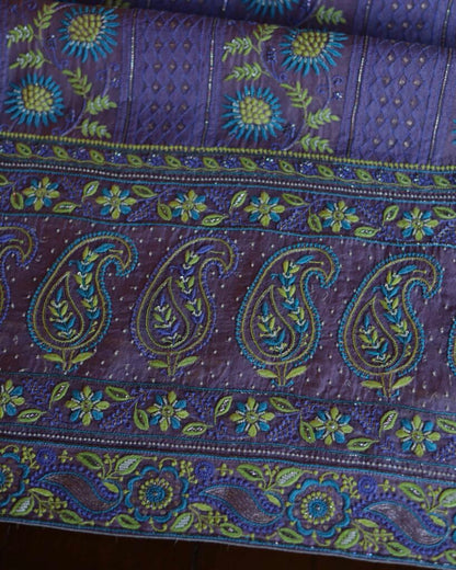 Purple Noor Banarasi Organza Chikankari Unstitched Fabrics