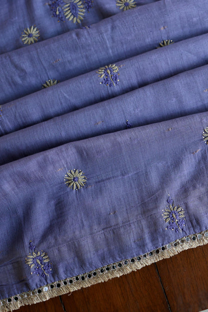 Purple Shade Jamdani X Chikankari Unstitched Fabric