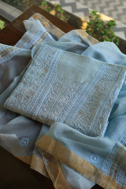 Light Blue Rasm Chanderi Highlights Fabrics
