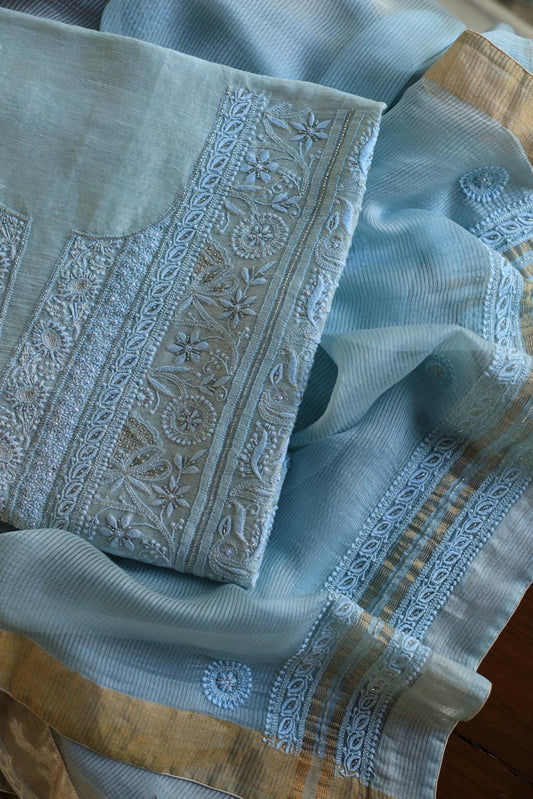 Light Blue Rasm Chanderi Highlights Fabrics