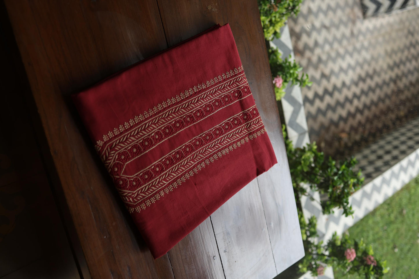 Red Malkha Handspun Khadi Kurtas Unisex Fabric