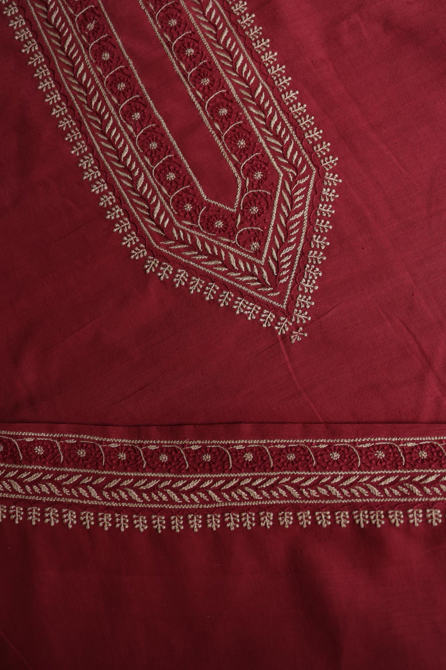 Red Malkha Handspun Khadi Kurtas Unisex Fabric