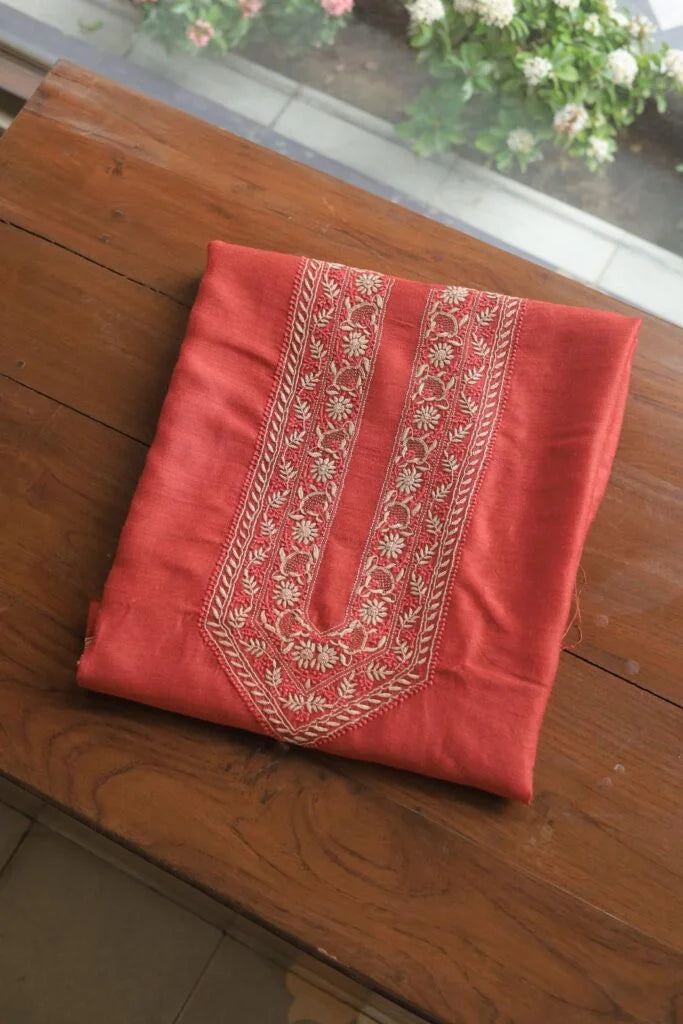 Red Moonga Silk Men’s Kurta Fabrics