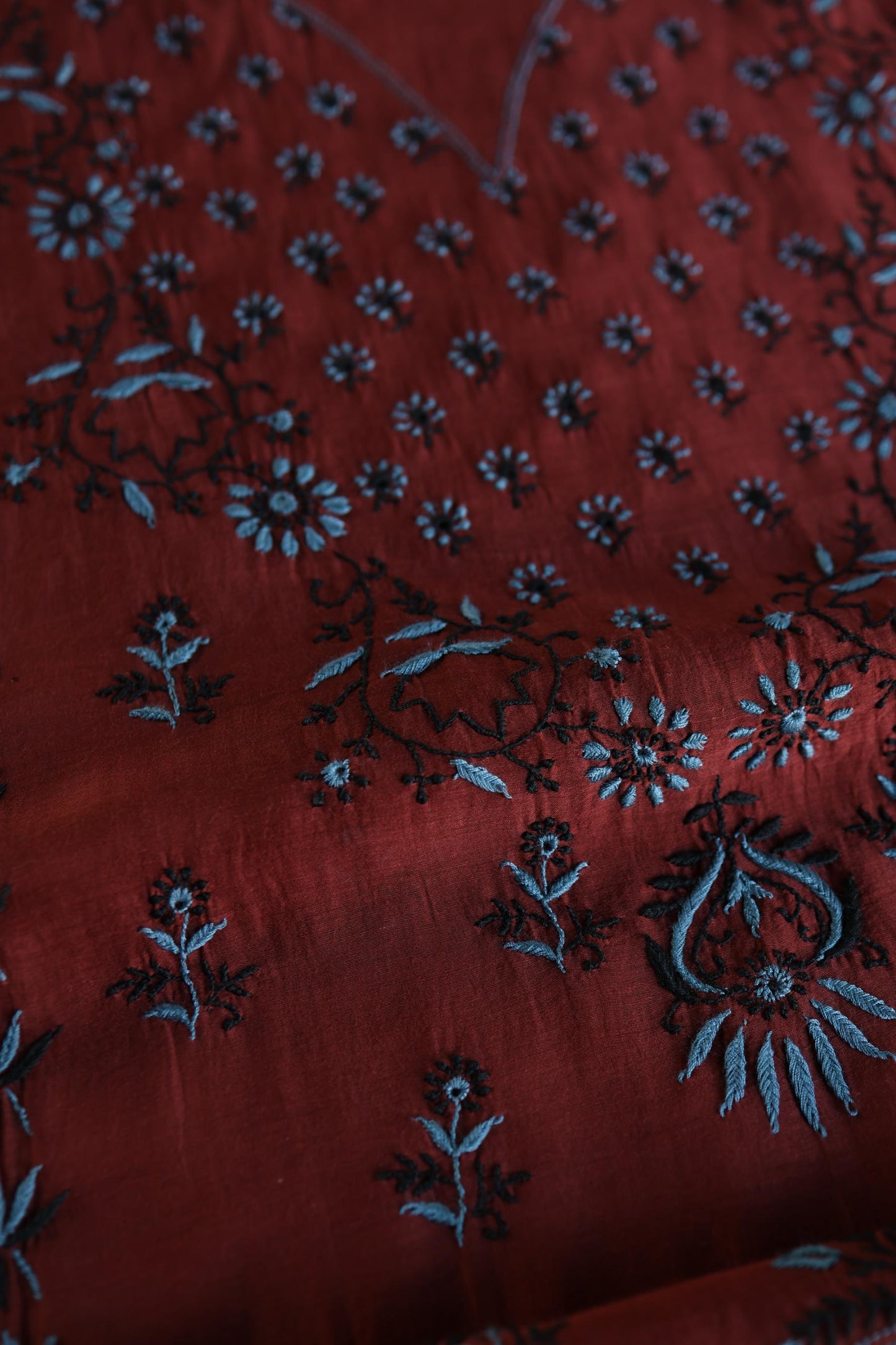 Red Multi Mul Chanderi Silk Kalamkari Unstitched Kurta Dupatta Set