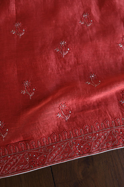 Red Shade Rasm Maheshwari Highlights Fabric