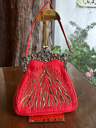 Red Shade Rose Motif Vintage Ari Sling Bags