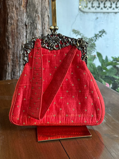 Red Shade Rose Motif Vintage Ari Sling Bags