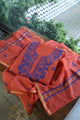 Red & Blue Shade Mal Cotton Chikankari Unstitched Kurta Dupatta Fabric With Kamdani