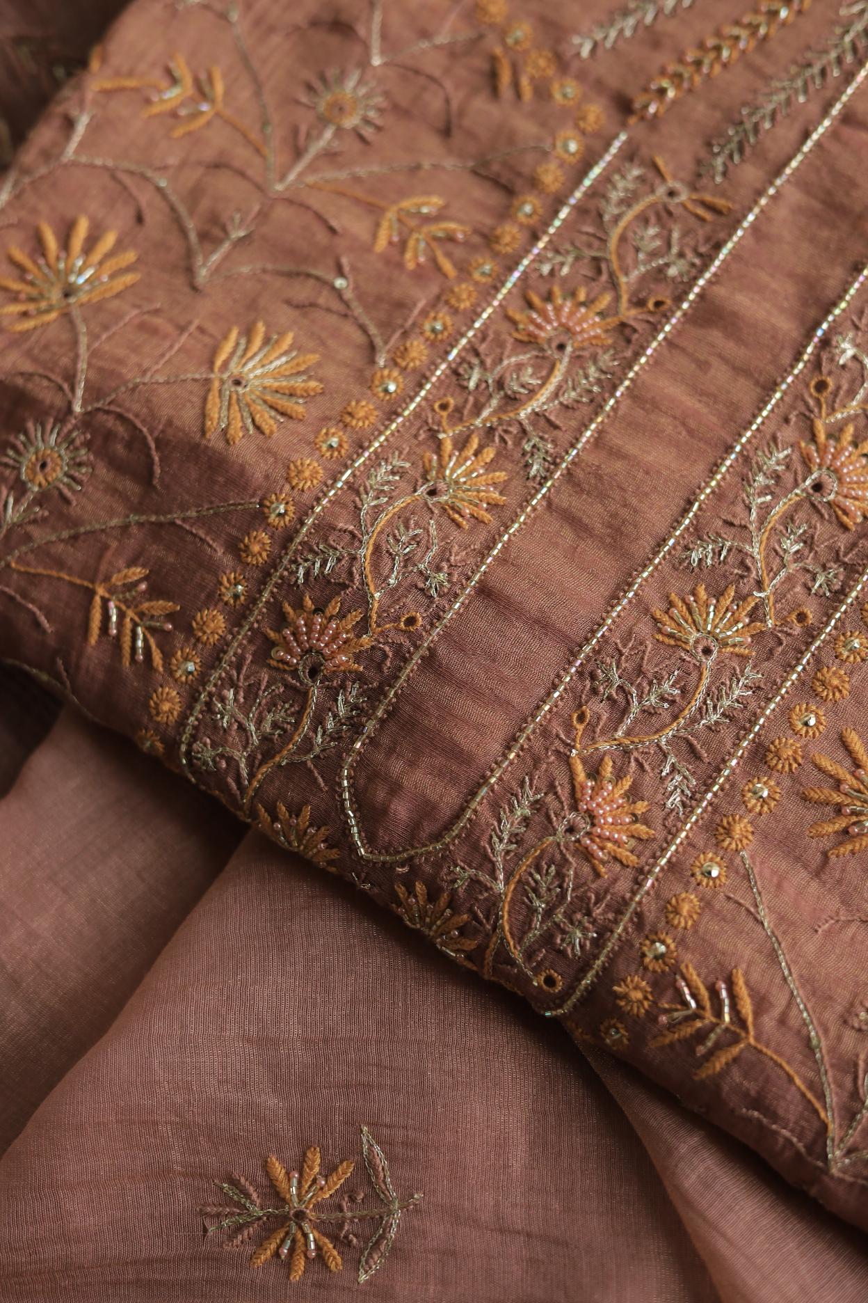 Roheen Tissue Silk Chikankari Fabrics
