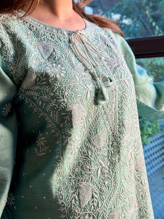 Roheen Ready To Wear Moonga Silk Kurta Dupatta Set