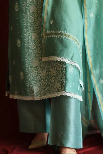 Roheen Ready To Wear Moonga Silk Kurta Dupatta Set