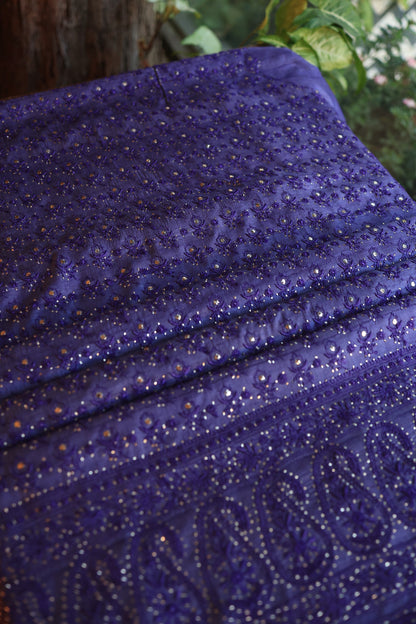 Roheen Tussar Tussar Silk Chikankari Fabric