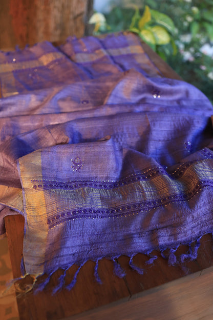 Roheen Tussar Tussar Silk Chikankari Fabric