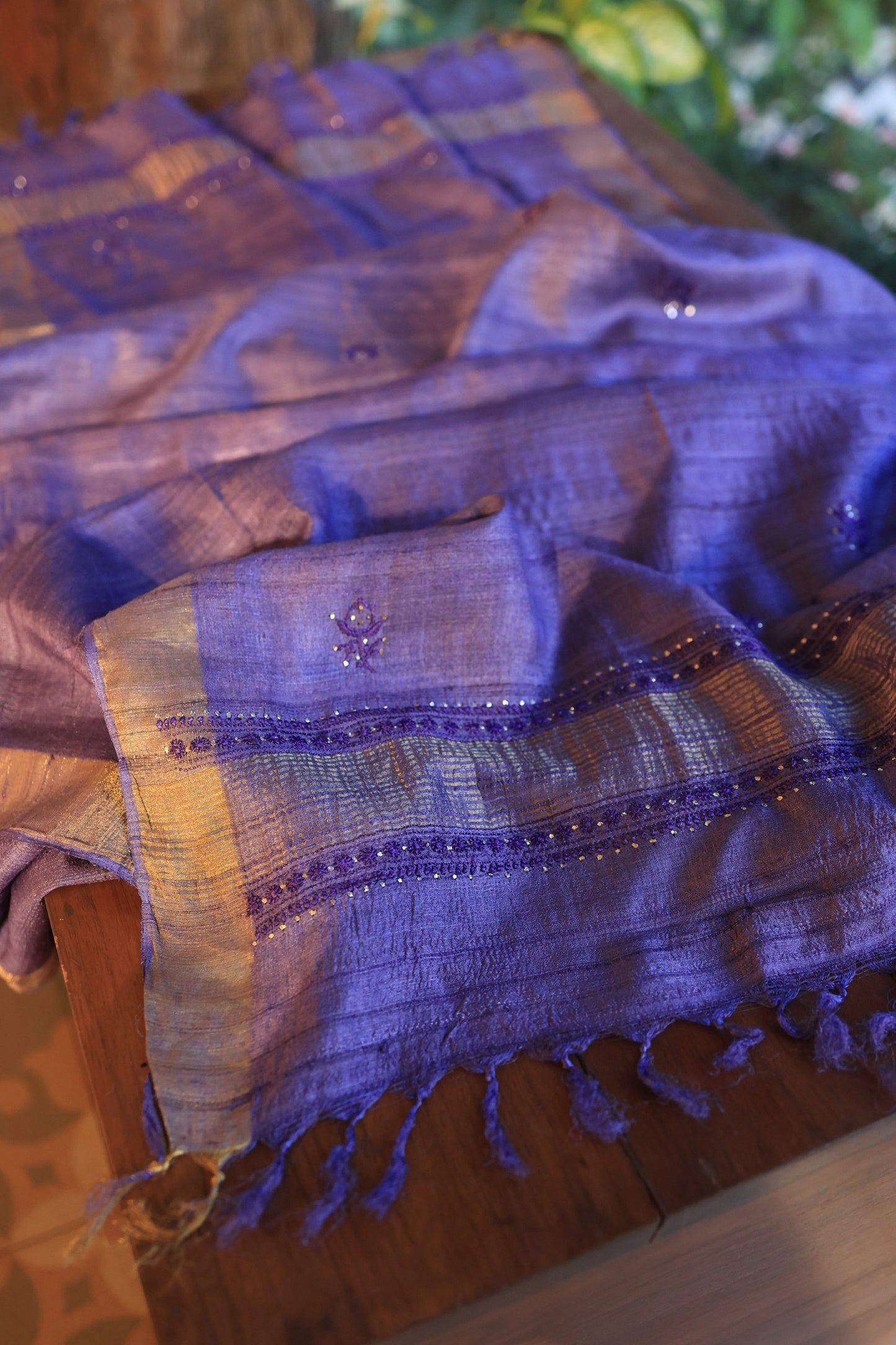 Roheen Tussar Tussar Silk Chikankari Fabric