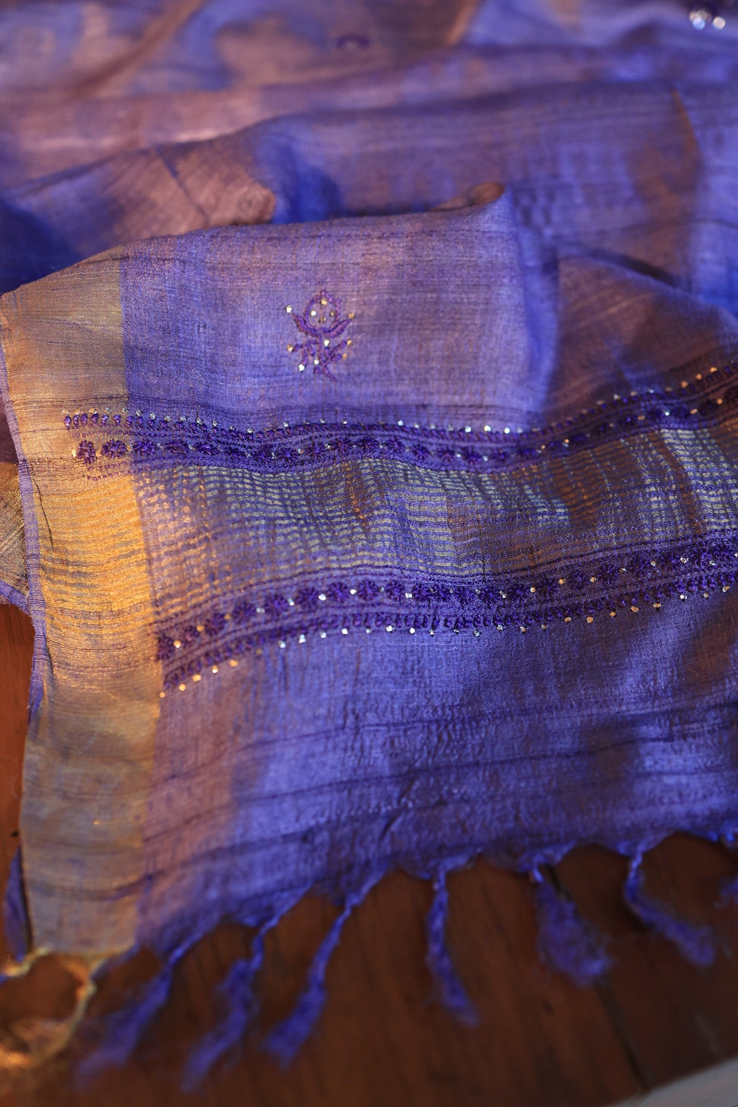 Roheen Tussar Tussar Silk Chikankari Fabric