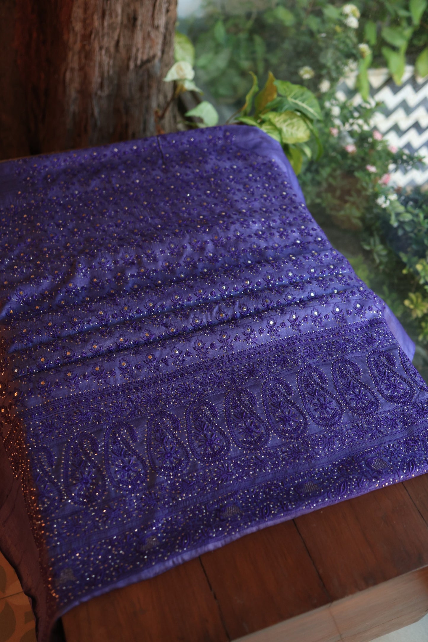 Roheen Tussar Tussar Silk Chikankari Fabric