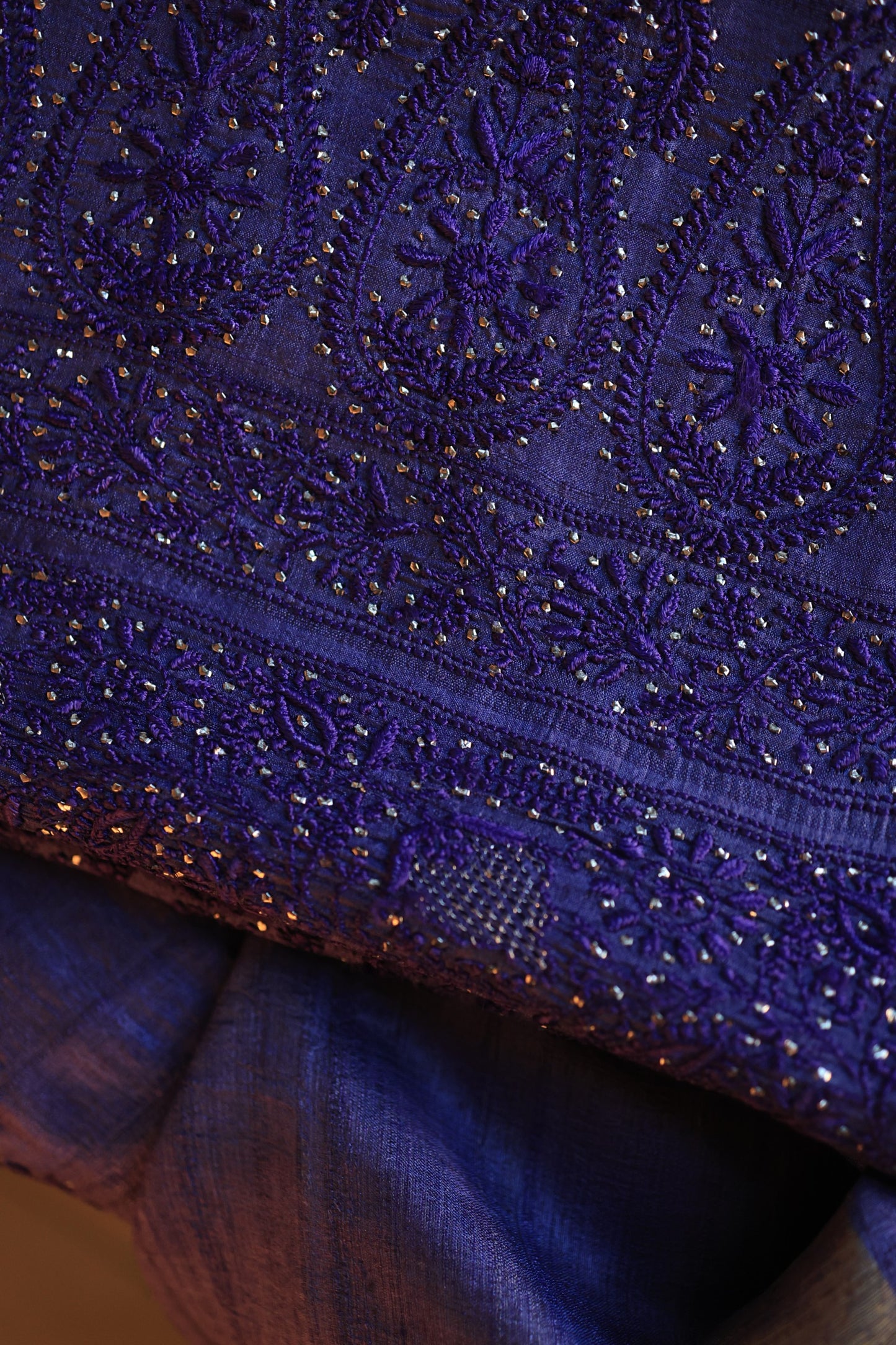 Roheen Tussar Tussar Silk Chikankari Fabric
