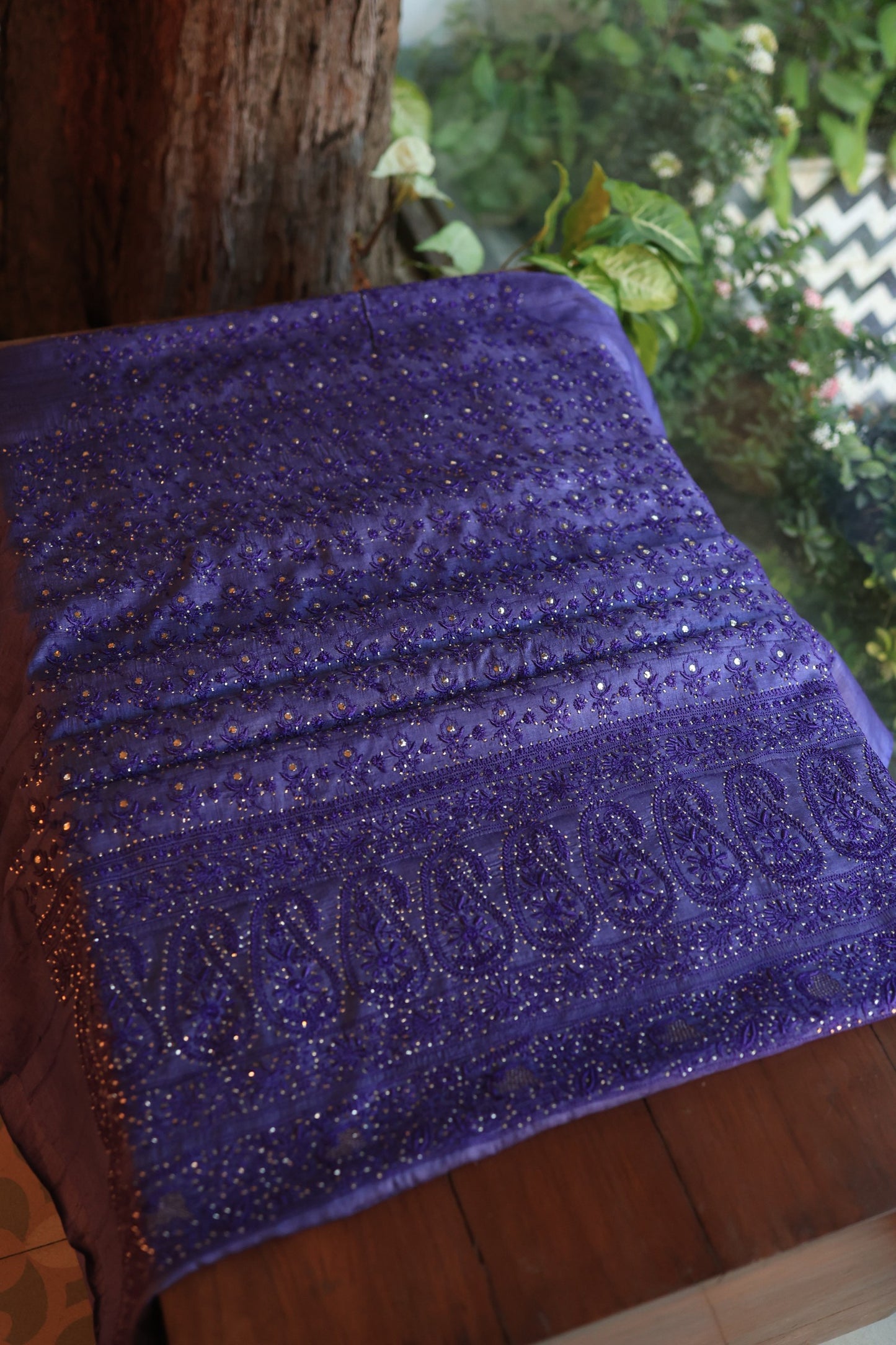 Roheen Tussar Tussar Silk Chikankari Fabric