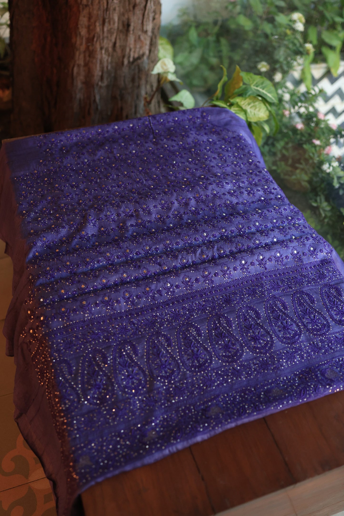 Roheen Tussar Tussar Silk Chikankari Fabric