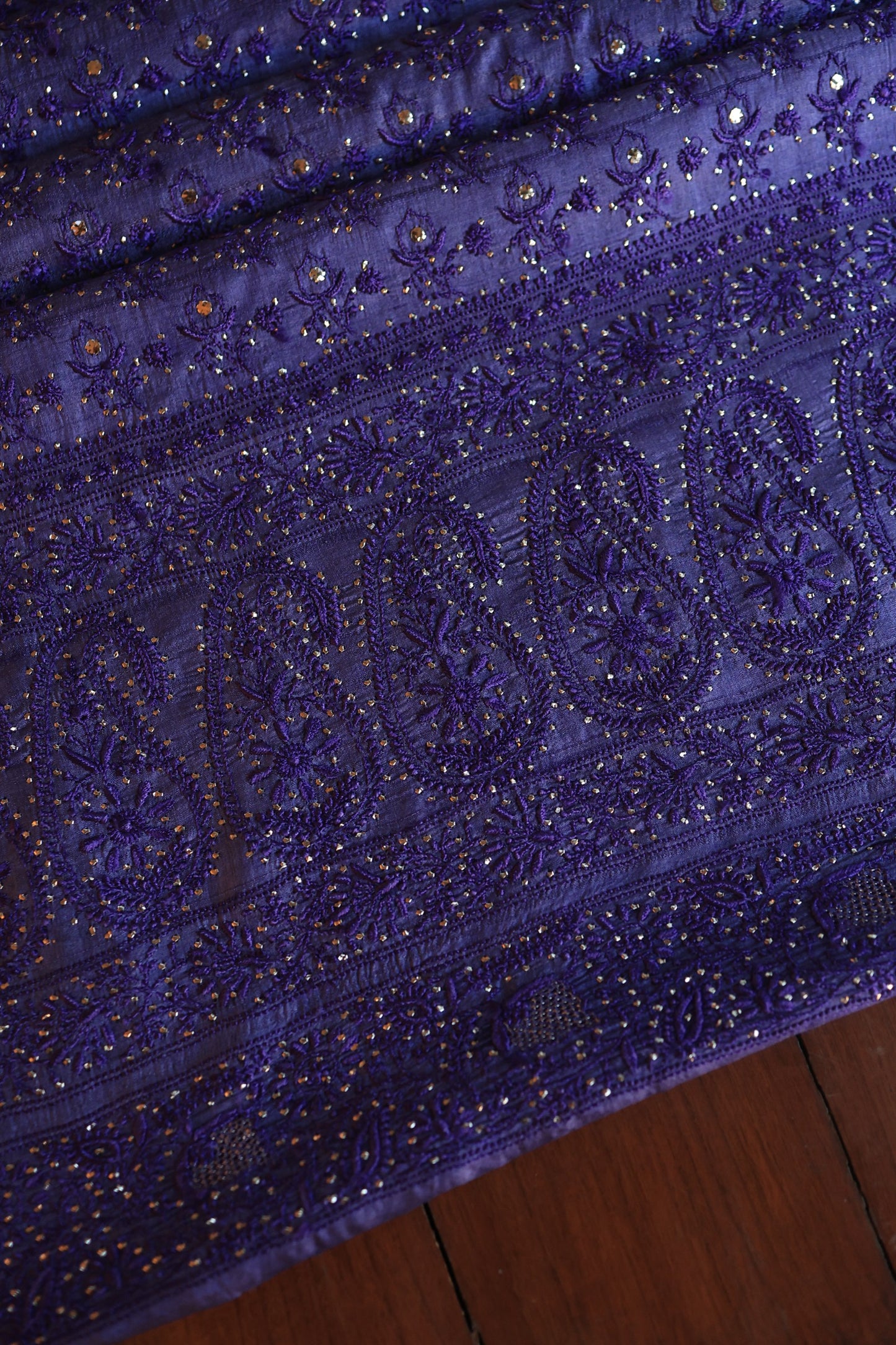 Roheen Tussar Tussar Silk Chikankari Fabric