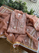 Rose Peach Shade Semi Stitched Kota Tepchi Chikankari Kurta Dupatta Set