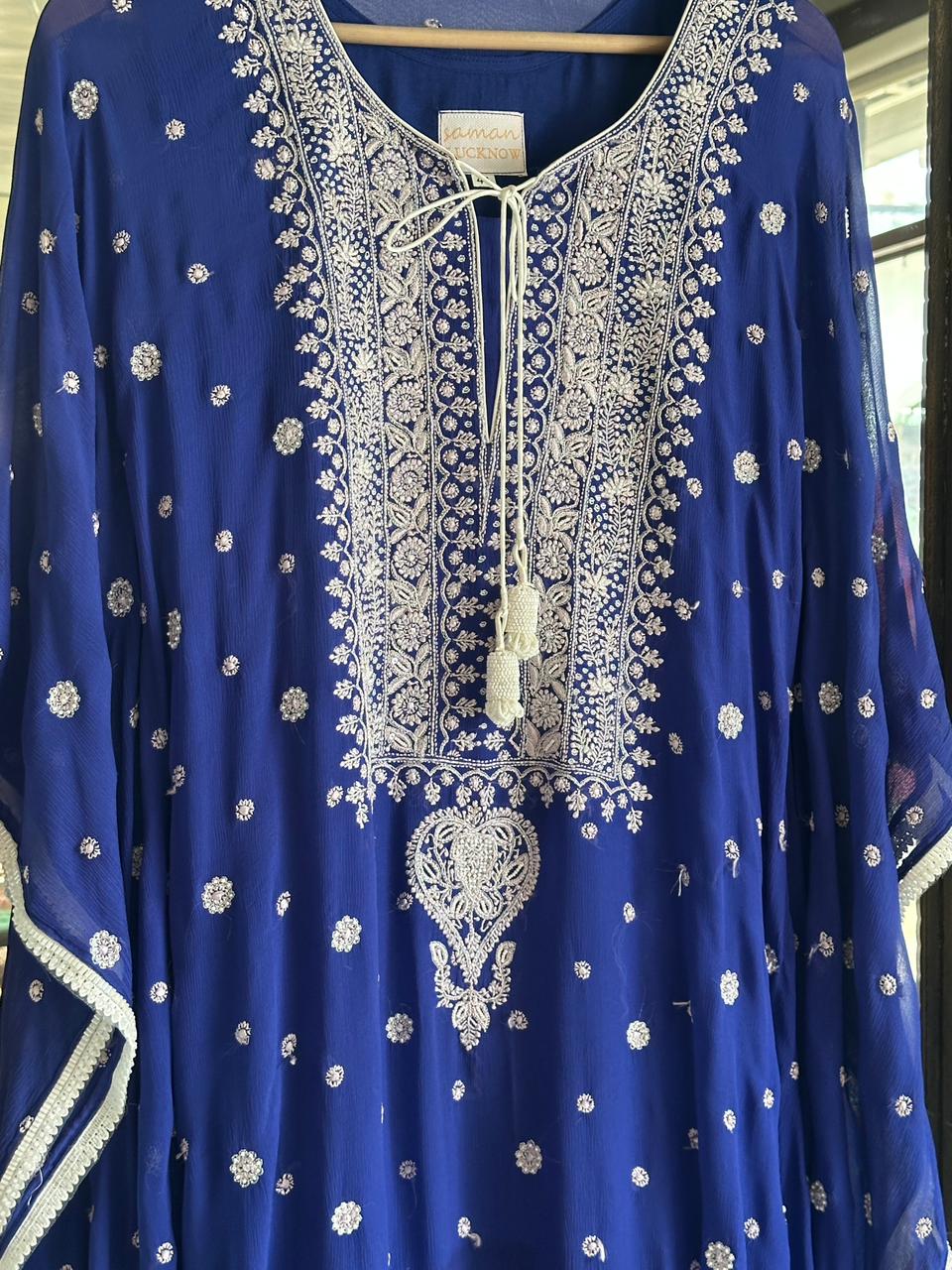 Royal Blue | Chiffon Chikankari Kaftan