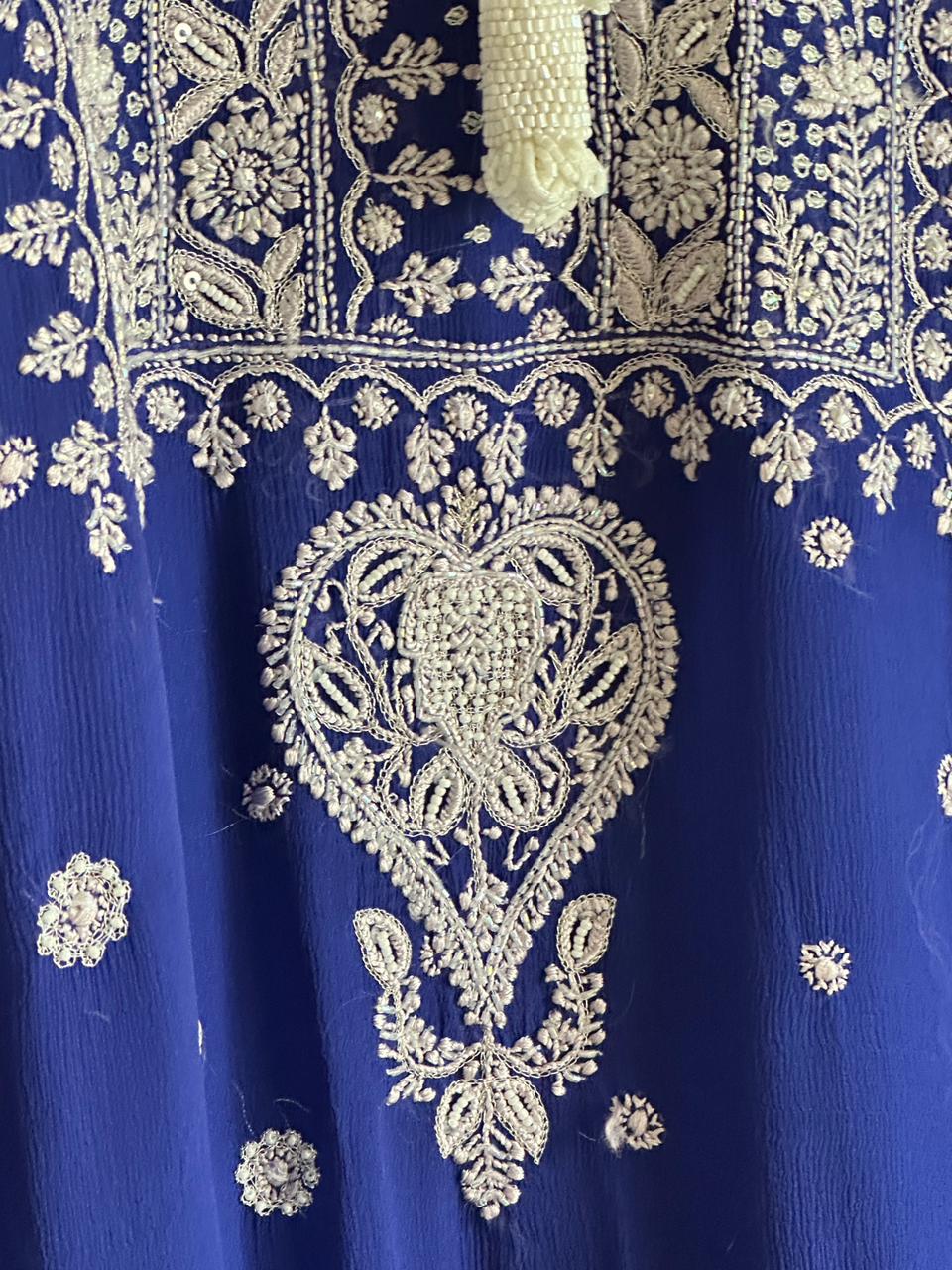 Royal Blue | Chiffon Chikankari Kaftan
