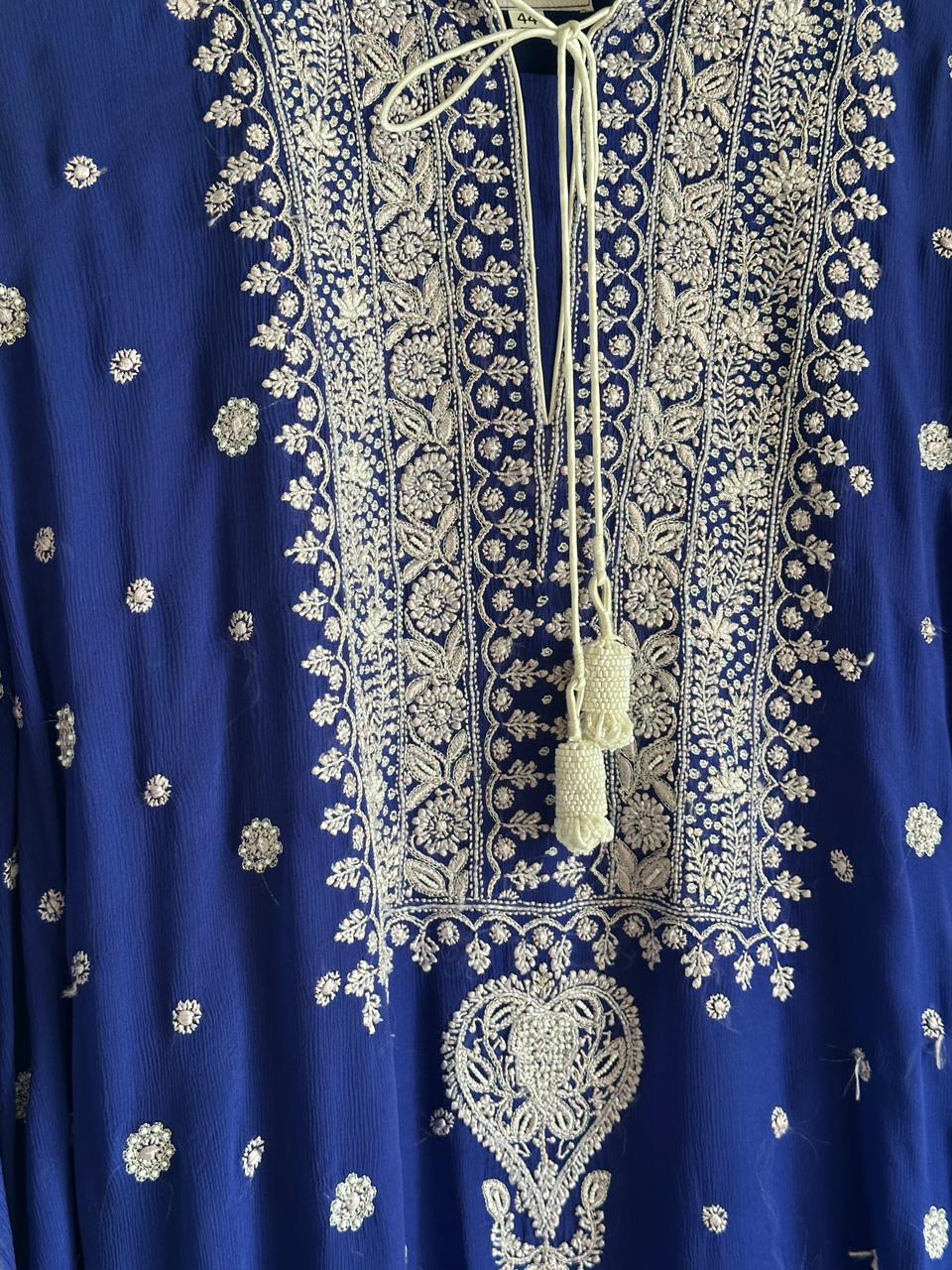 Royal Blue | Chiffon Chikankari Kaftan
