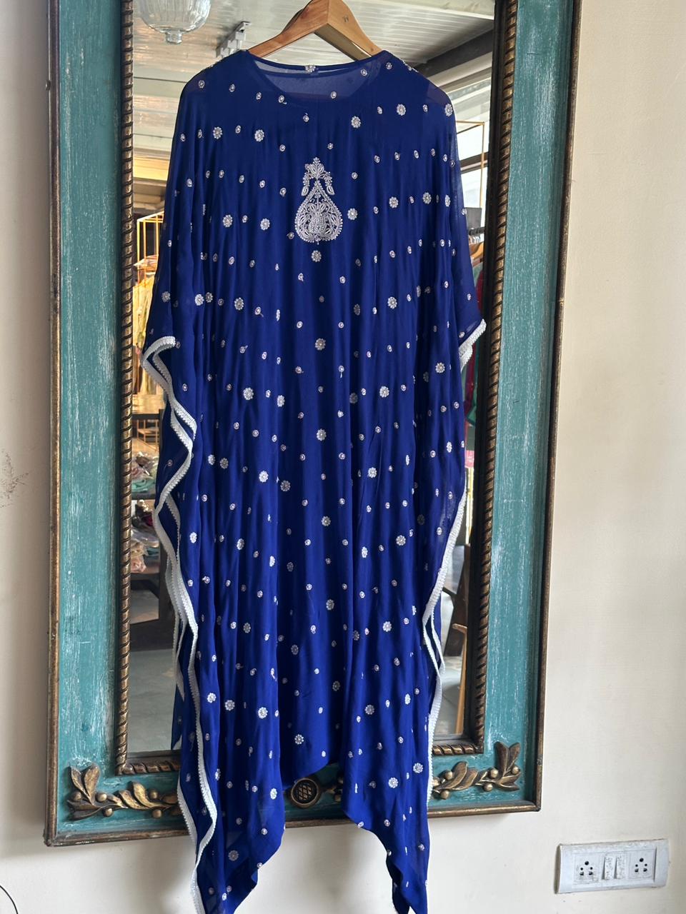 Royal Blue | Chiffon Chikankari Kaftan