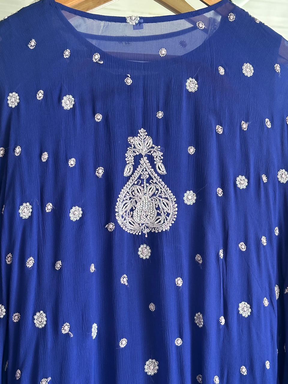 Royal Blue | Chiffon Chikankari Kaftan