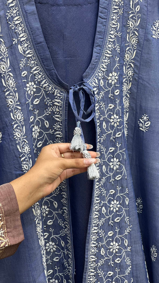 Royal Blue SICO Mal Chikankari Kurta With Mukaish Kamdani – Ready to Wear