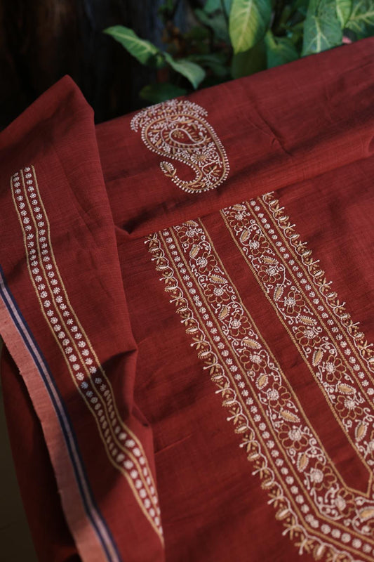 Maroon Malkha Handspun Khadi Kurtas Unisex Fabric