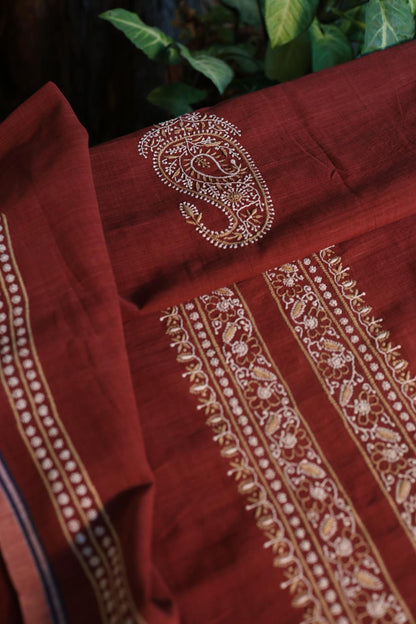 Maroon Malkha Handspun Khadi Kurtas Unisex Fabric