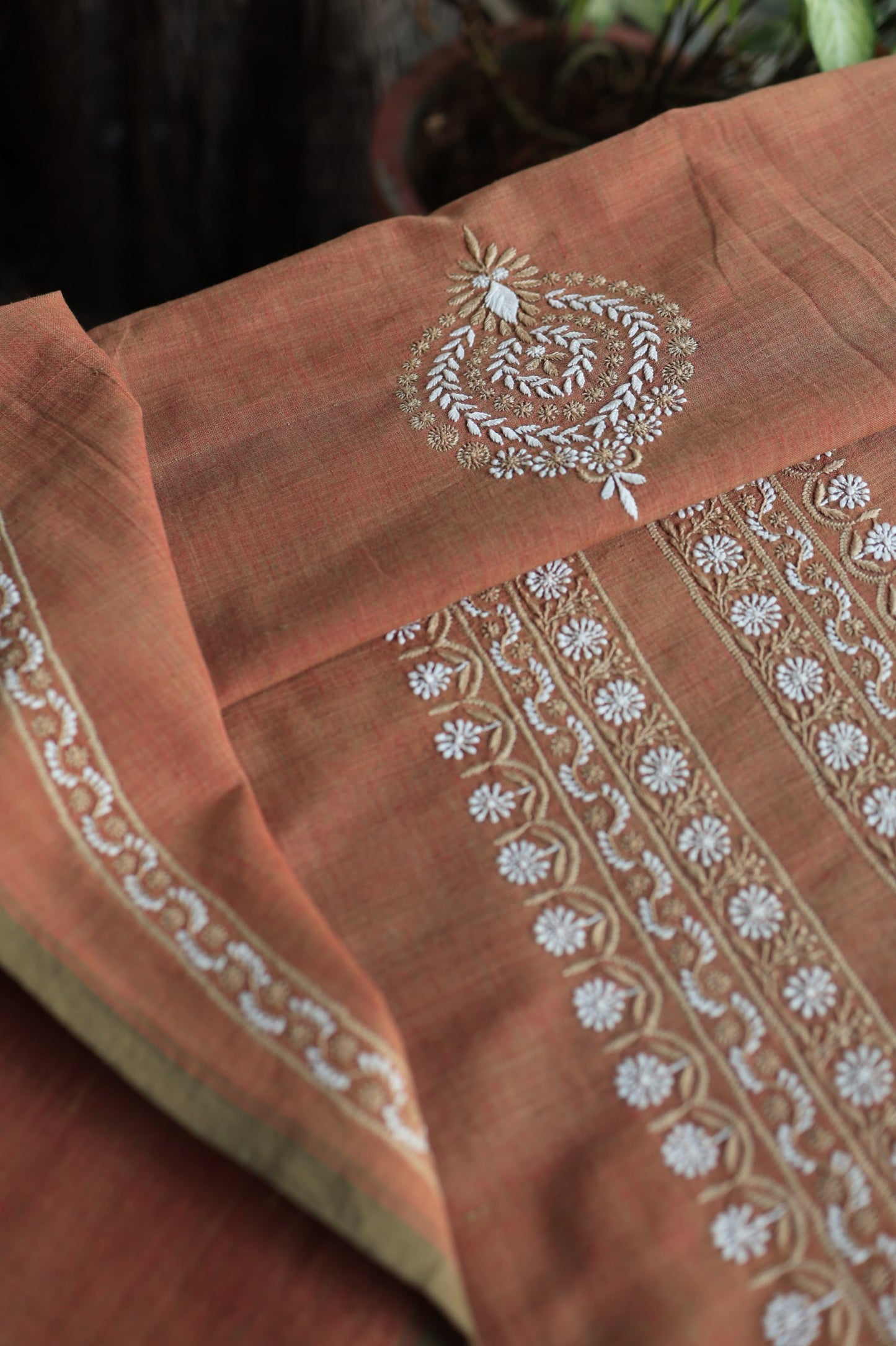 Rust Shade Malkha Handspun Khadi Kurtas Unisex Fabric