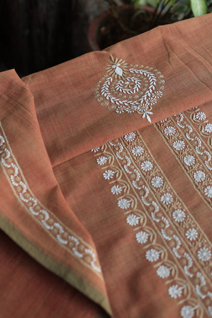 Rust Shade Malkha Handspun Khadi Kurtas Unisex Fabric