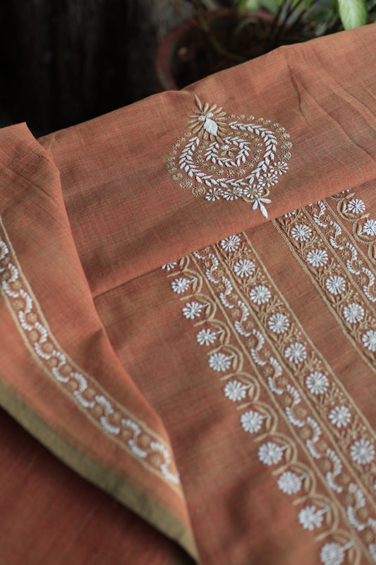 Rust Shade Malkha Handspun Khadi Kurtas Unisex Fabric
