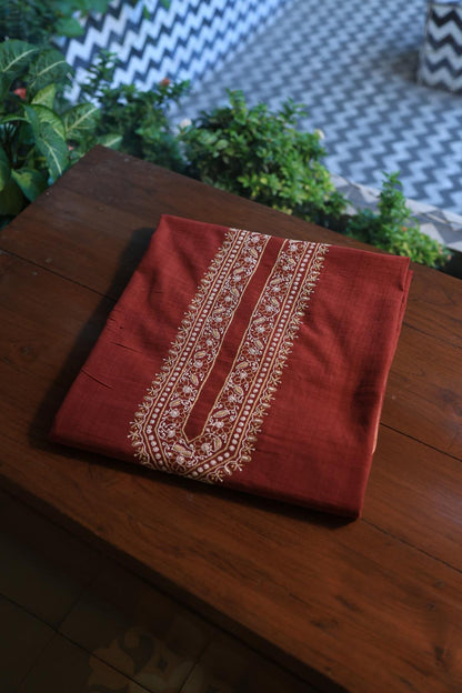 Maroon Malkha Handspun Khadi Kurtas Unisex Fabric