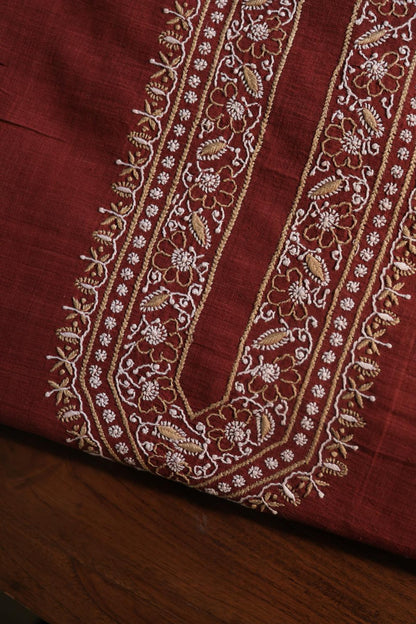 Maroon Malkha Handspun Khadi Kurtas Unisex Fabric