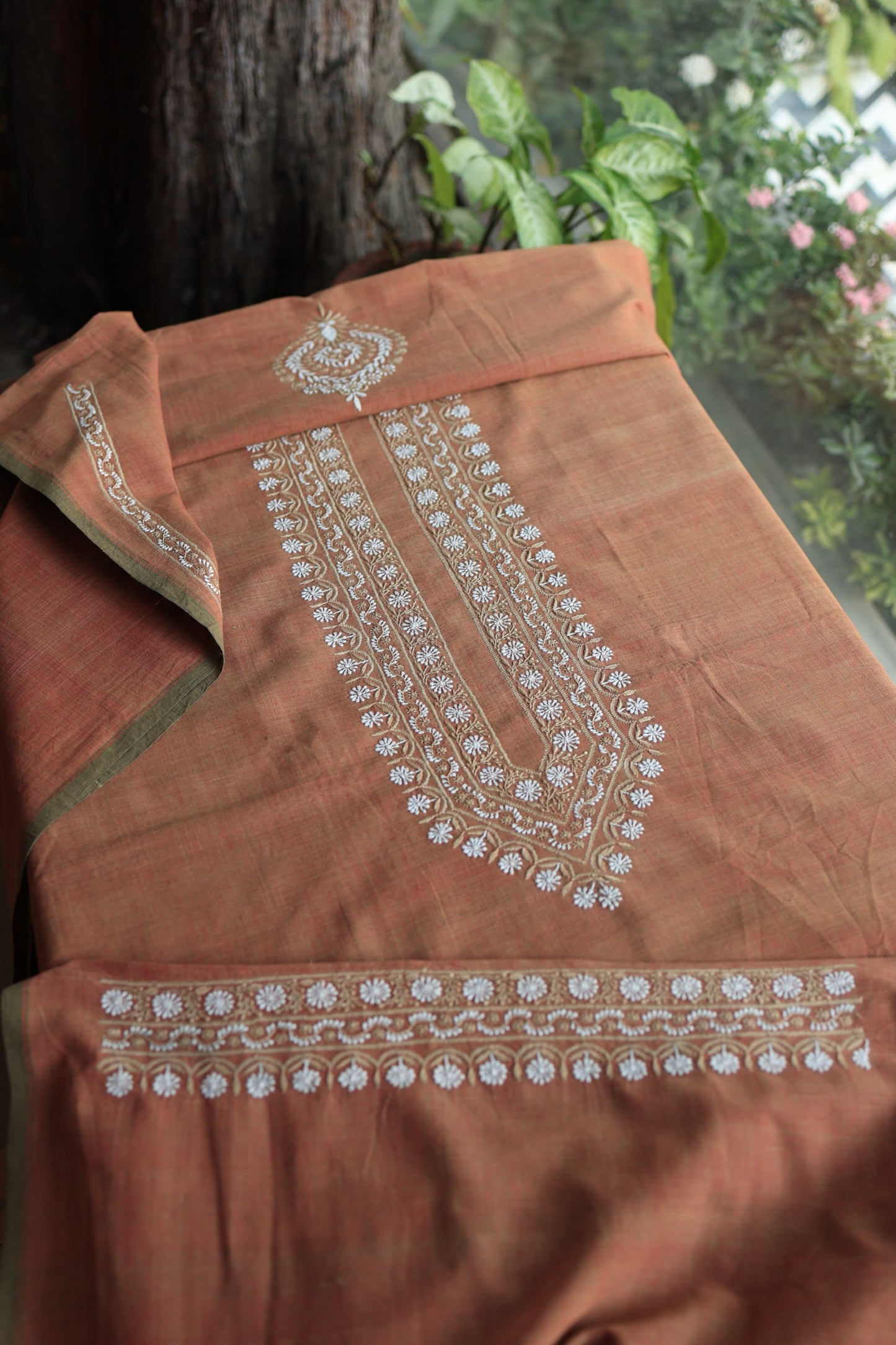 Rust Shade Malkha Handspun Khadi Kurtas Unisex Fabric