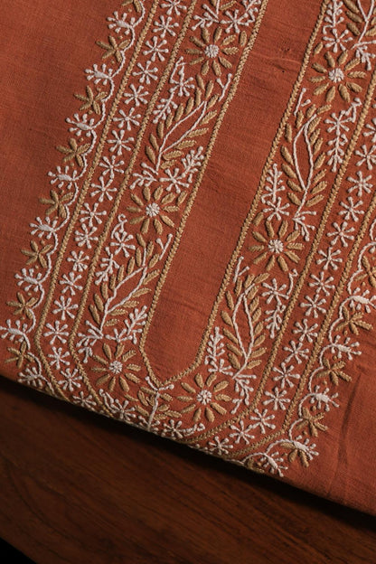Rust Malkha Handspun Khadi Kurtas Unisex Fabric