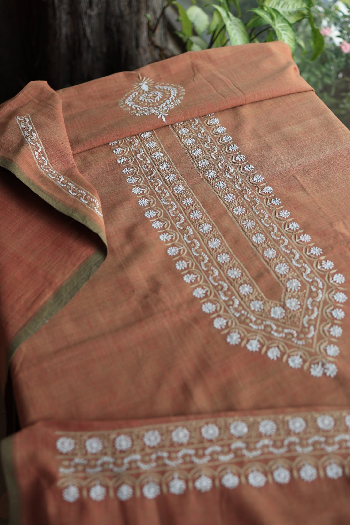 Rust Shade Malkha Handspun Khadi Kurtas Unisex Fabric