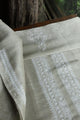 Sage Green Linen Chikankari Unstitched Men's Kurta Fabric